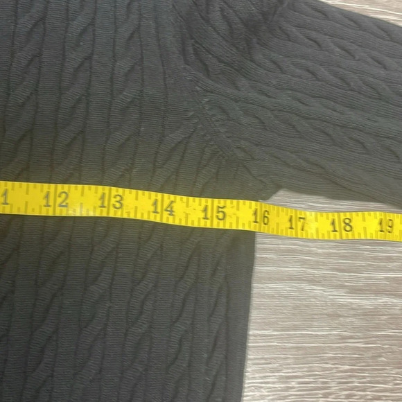 Talbots Cable Knit Crew Neck 3/4 Sleeve Black Sweater M - Picture 5 of 12